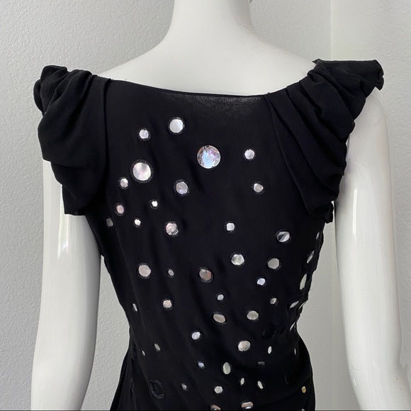 emanuel ungaro black sequin silk drape dress - Picture 9 of 10